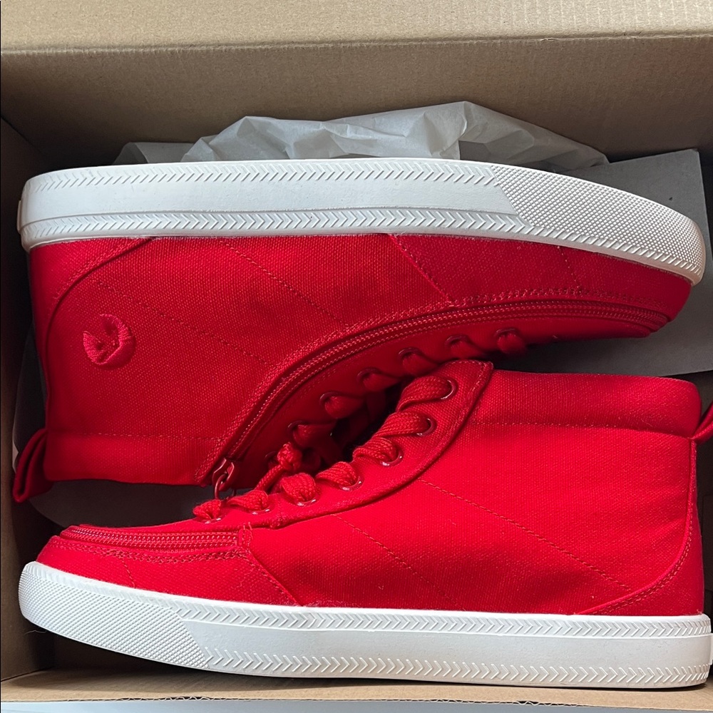 WIDE WIDTH Vibrant Red Billy Kids High-Top Sneakers
